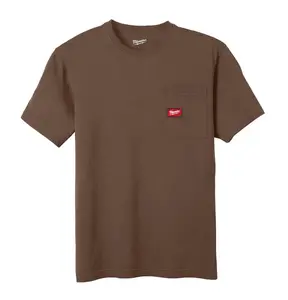 Milwaukee Men's Medium Brown GRIDIRON Cotton/Polyester Short-Sleeve Pocket T-Shirt for Menswear Top