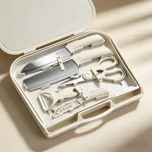 Stainless SteelKnife Set - 8pcs Kitchen Utensils with Cutting Board, Peeler, Scissors - Sharp Multifunctional Cooking Tools for Kitchens, Restaurants, & Outdoor Use