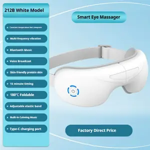 Heated Bluetooth Eye Massager 212B White Model with Music for Migraine Relief & Facial Relaxation Portable Gift for Men Women Parents