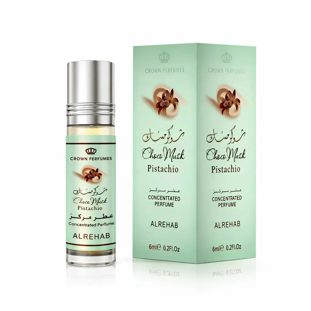 Al Rehab Choco Musk Pistachio Concentrated Perfume Oil, Gourmand Chocolate and Vanilla Scents, Unisex Roll-On for Adults, 0.2 fl oz