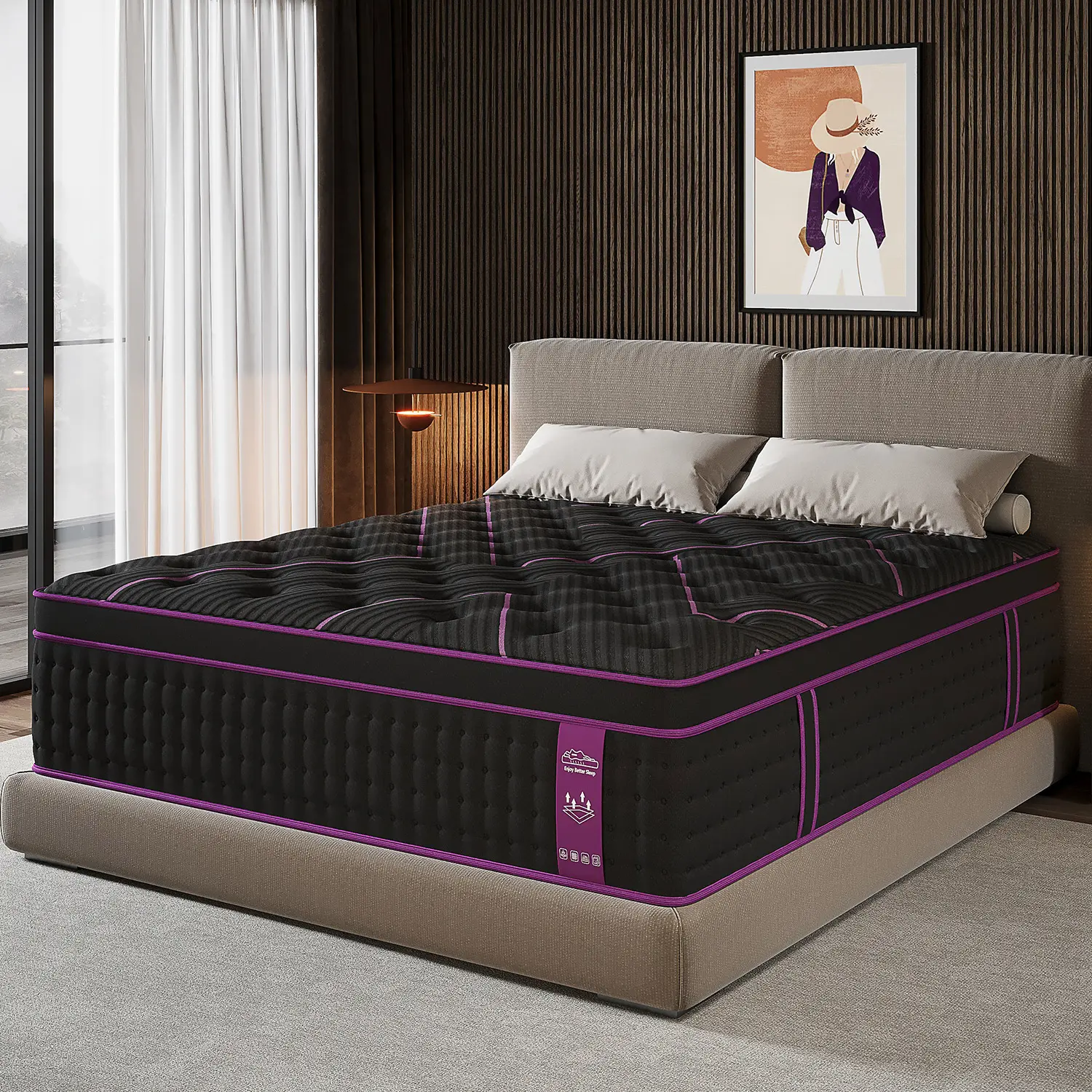 Luxury Gel Memory Foam Hybrid 5 Zone Pocket Spring Mattress In A Box Medium Firm Twin Full Queen King  12" 14" For Motion Isolation Edge Support, Queen Size Mattress, Cotton, Neck Support, Ergonomic