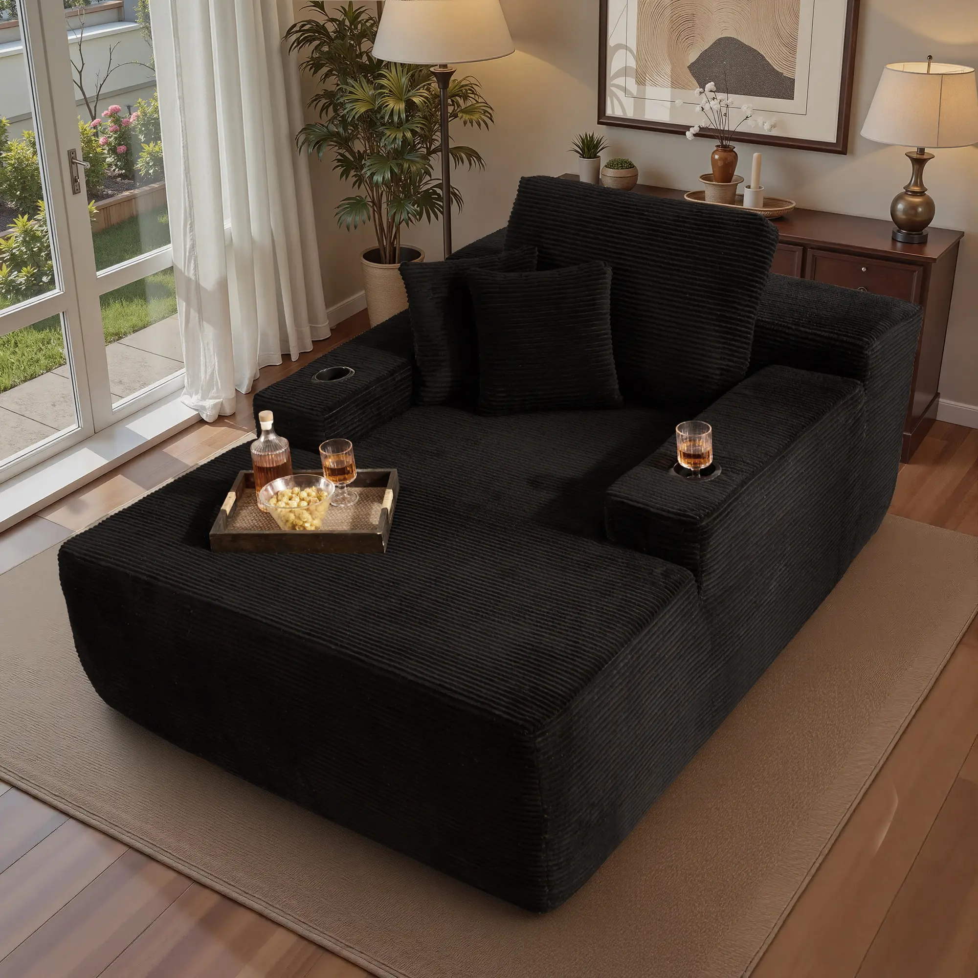 Chaise Lounge Only - Black w/ Cup Holder