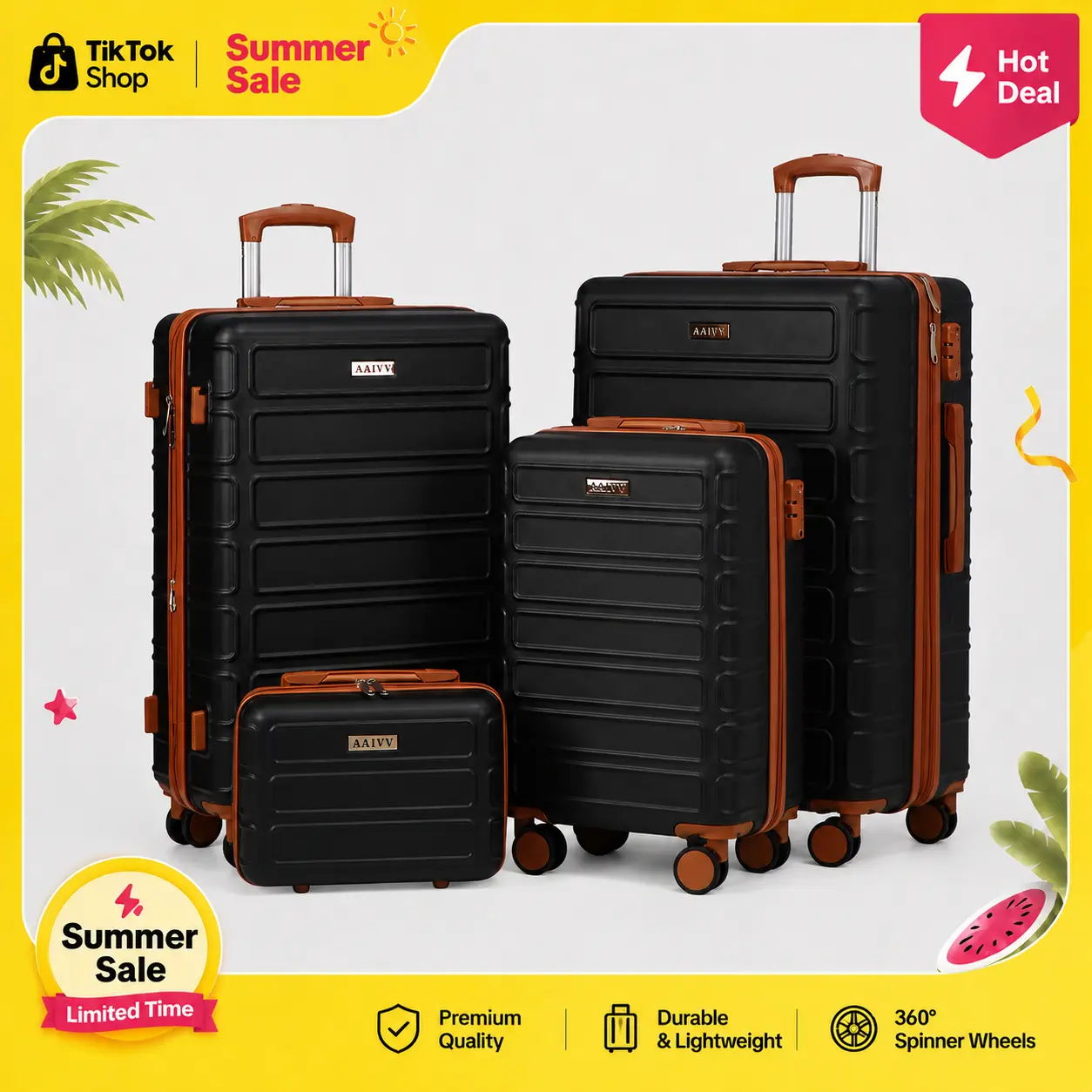 AAIVV 4 PCS Luggage Sets, with Double Spinner Wheels Expandable ABS Travel Suitcase Set, TSA Lock Hardshell Durable Traveling Bag Luggage Sets (13/20/26/28in) summervibes backtoschoolshopping