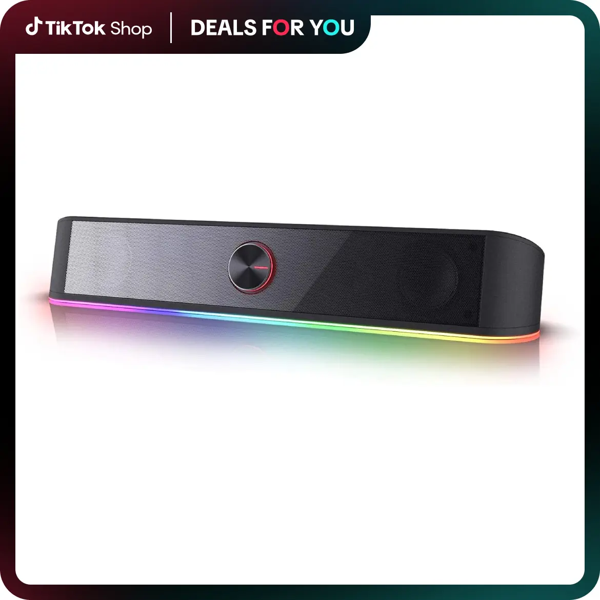 Redragon GS560 RGB Compact 2.0 Channel Gaming Soundbar - USB/3.5mm Plug-Powered Computer Audios Device, Dynamic Lighting Sync, Touch-Control Backlit, Volume Knob, Multifunctional Sound System, Black Gaming Accessories, Cool Gifts for Guys