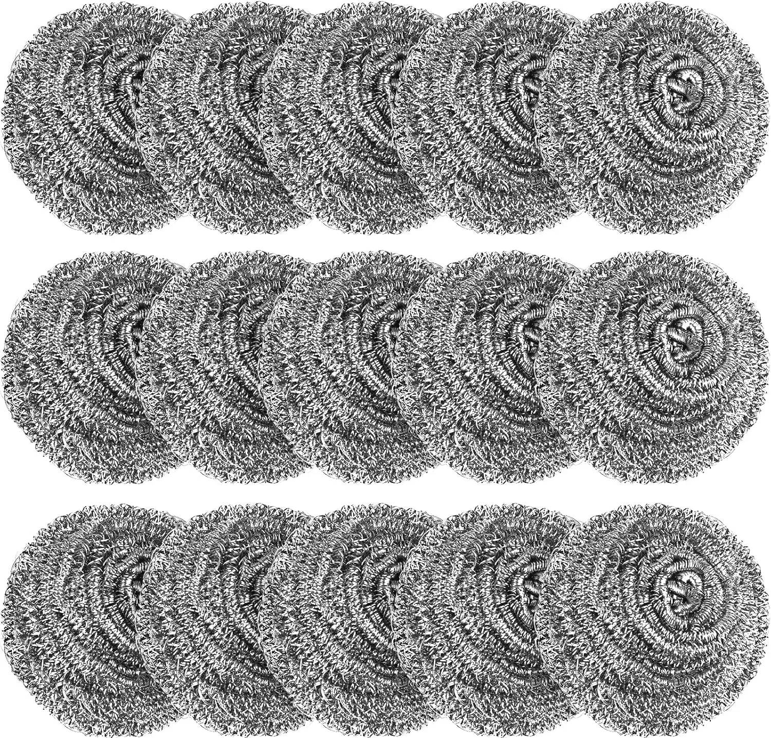 15 Pack Steel Wool Scrubber, Metal Kitchen Scrubbing Sponges, Dishwashing Scouring Pads Heavy Duty, Premium Stainless Steel Scrubbers for Cleaning Dishes Pots and Pans Bathroom Oven (Sliver) by VOPTON