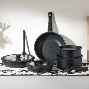 12pc Nonstick Cookware Set with Removable Handles, Stackable Pots and Pans Set for Induction, Gas & Electric, PFOA Free Granite Kitchen Set