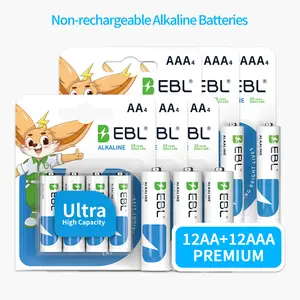 Bulk Buy Savings! 24-Pack EBL AA & AAA Alkaline Battery Combo  10-Year Shelf Life - Best Value for Home Essentials