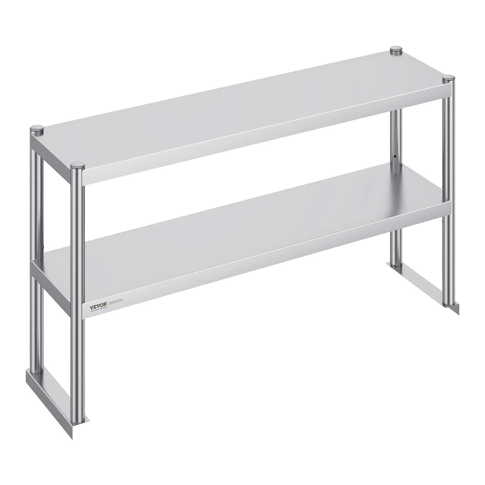 【FathersDayGift】VEVOR Double Overshelf, Double Tier Stainless Steel Overshelf, 12 x 48 Inch Double Deck Overshelf, Height Adjustable Overshelf Prep Work Table for Kitchen, Restaurant and Workshop