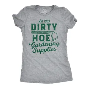 Womens Funny T Shirts Dirty Hoe Gardening Supplies Sarcastic Graphic Tee Funny Womens T Shirts Cute Vintage Fashion Casual Ladies T-Shirt Gift Funny Adult Humor Top Women's Novelty Tees Light Grey