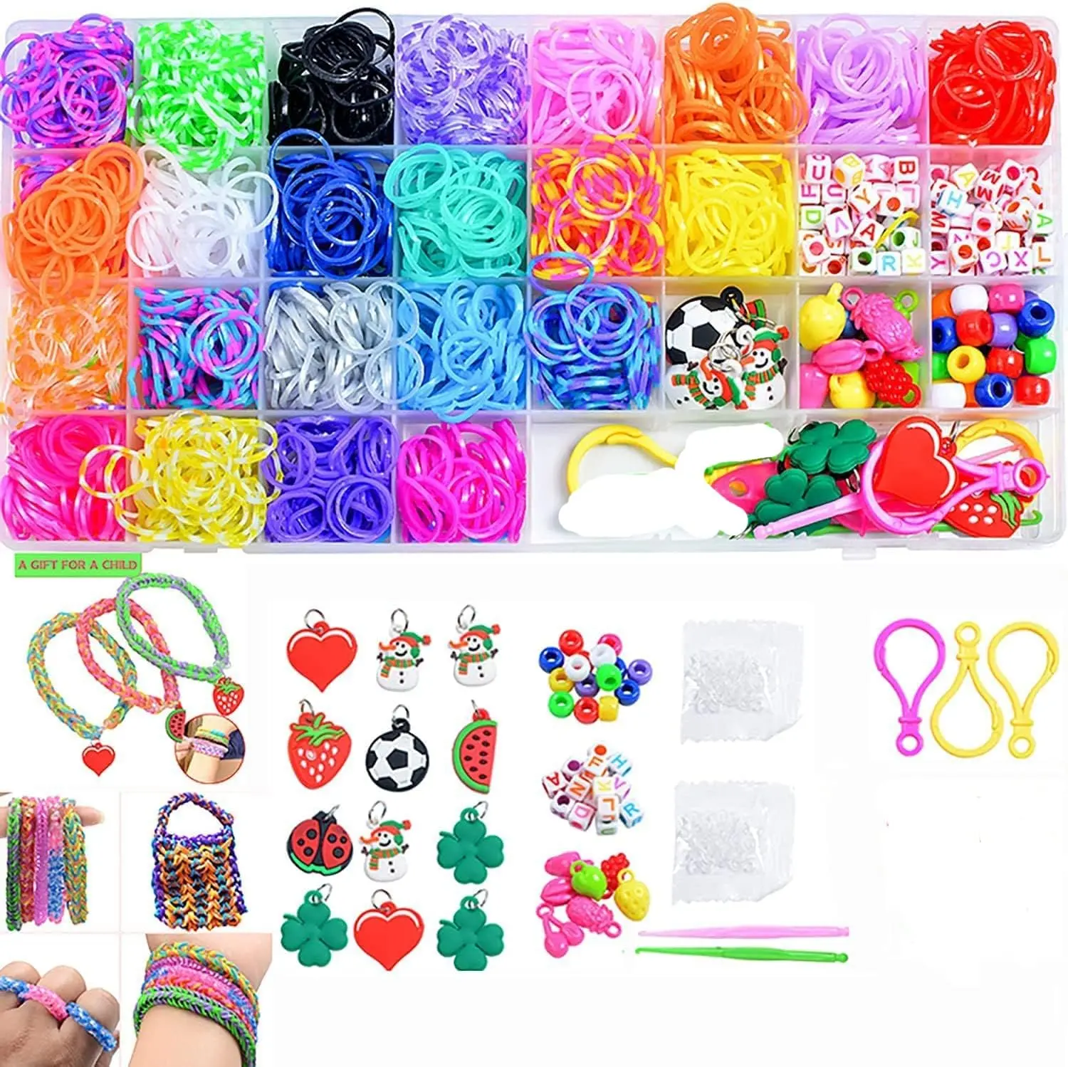 SO NICE Eco-Friendly Friendship Bracelet Making Kit for Girls Ages 7-12 - DIY Arts and Crafts Set with Loom Bands, Beads & Tools, Fun Gift for Birthday, Christmas, Thanksgiving, Mother’s Day, Valentine’s Day