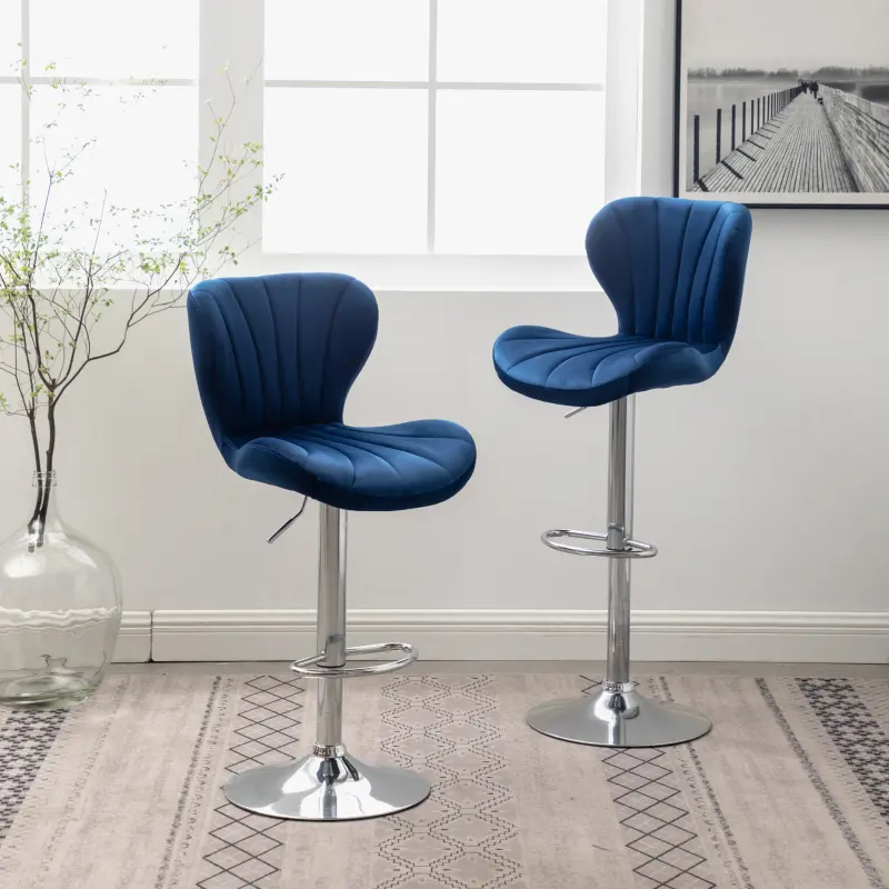 Ellston Upholstered Adjustable Swivel Barstools  Main Color: (Blue/Green/Gray/Pink/Red/Yellow), Set of 2 Furniture Living Room