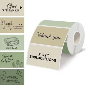 Yegawen 3" x 2" Thermal Labels, Self-Adhesive Rectangle Thermal Printer Stickers for Price, Barcode, Mailing, Name (Green Gradient)