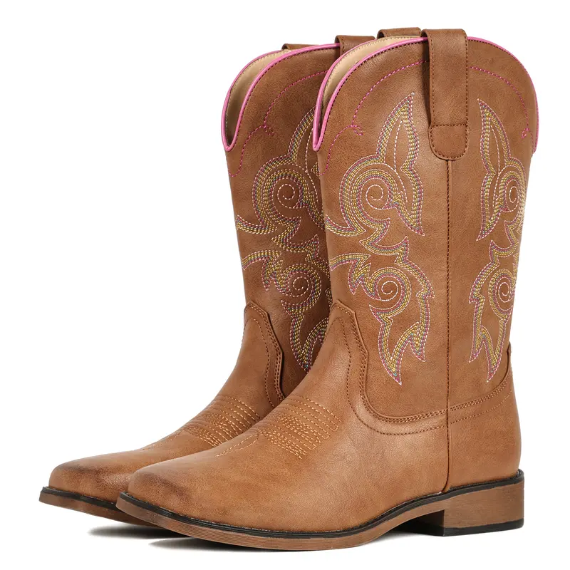 Cowgirl Boots For Women Western Boots Mid Calf Cowboy Boots  Pull On Fashion Embroidered  Retro Classic Country Boots