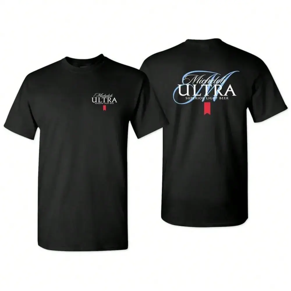 Michelob Ultra Superior Light Beer Cursive Logo Double‑Sided Graphic T‑Shirt – Classic Black Short Sleeve Tee, Men’s Streetwear Shirt, Ideal Light Beer Enthusiast Gift