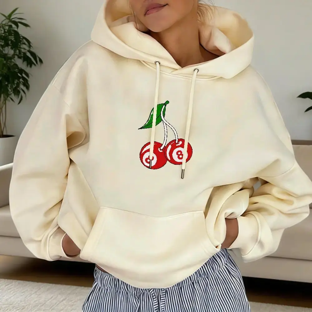 EraThreads Cherry 8 Ball Hoodie, Y2K Vintage Billiard Graphic Hoodie, Retro 90s Aesthetic Oversized Pullover, Trendy Streetwear Hoodie for Women, Cozy Cute Cherry Outfit