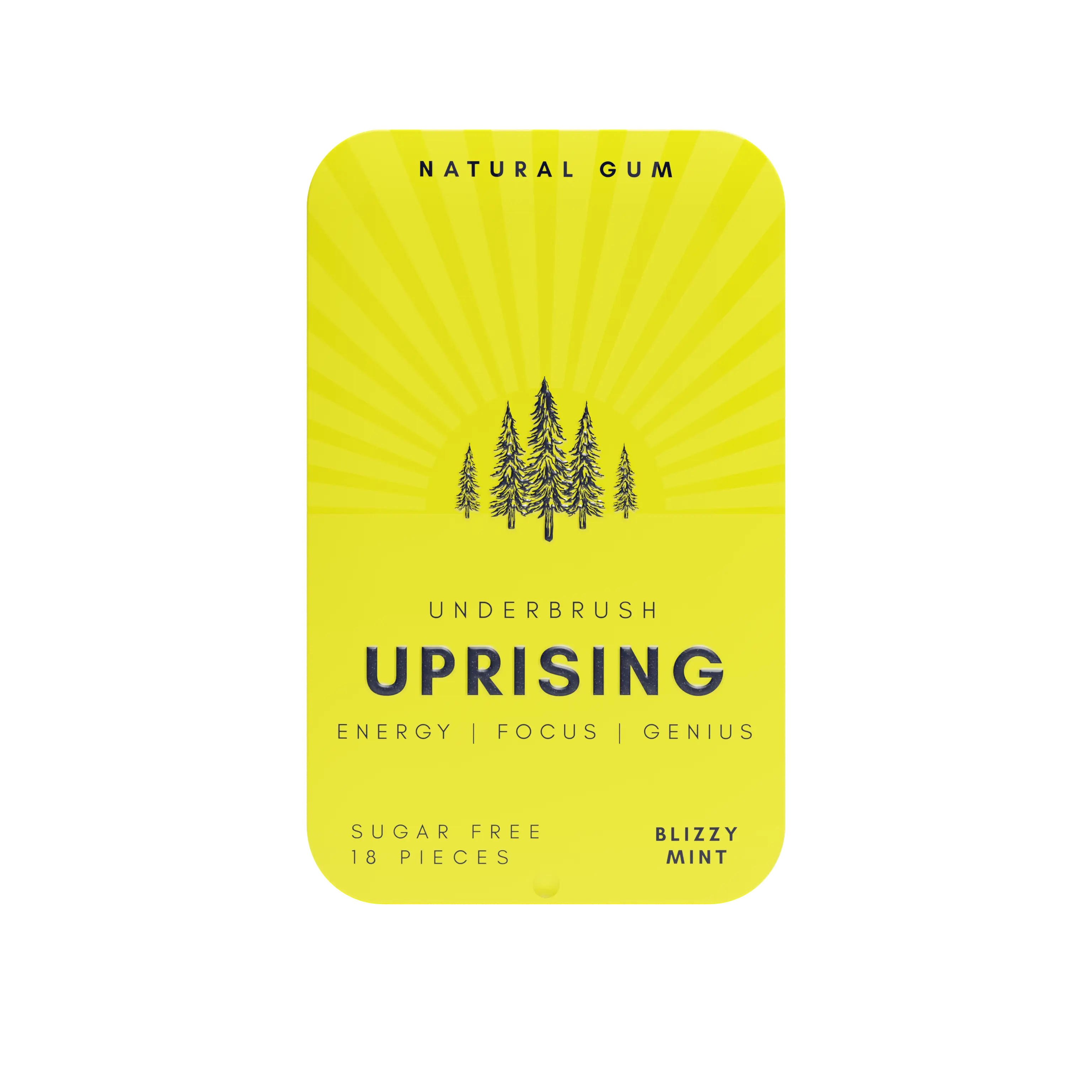 Uprising Energy Gum - Natural Focus & Genius - Sugar Free - Blizzy Mint - 18 Pieces - Clean Energy Boost