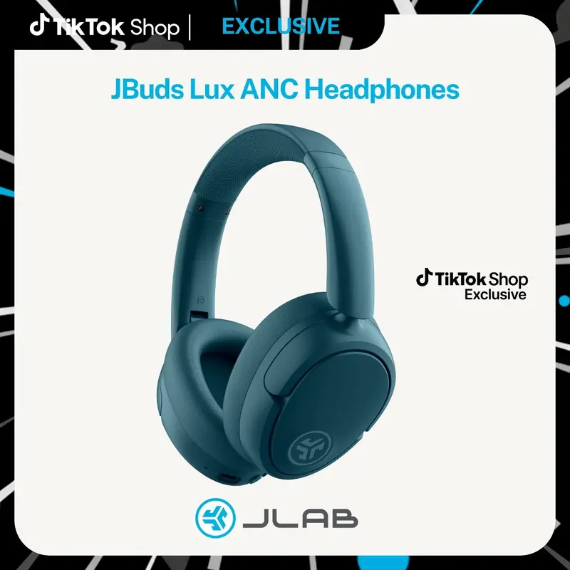 JLab JBuds Lux Active Noise Cancellation Wireless Bluetooth Headphones, Custom EQ, Over-Ear, Be Aware Safety Mode. Foldable, iPhone / Android, Wired