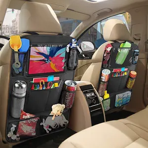 16*24in Car Backseat Organizer with 10" Tablet Holder, 9 Storage Pockets & Kick Mats – Durable Waterproof Car Seat Back Protector for Kids & Toddlers, Essential Travel Accessory to Keep Your Vehicle Tidy decor Foldable Multi-Compartment Trunk Multiple SUV