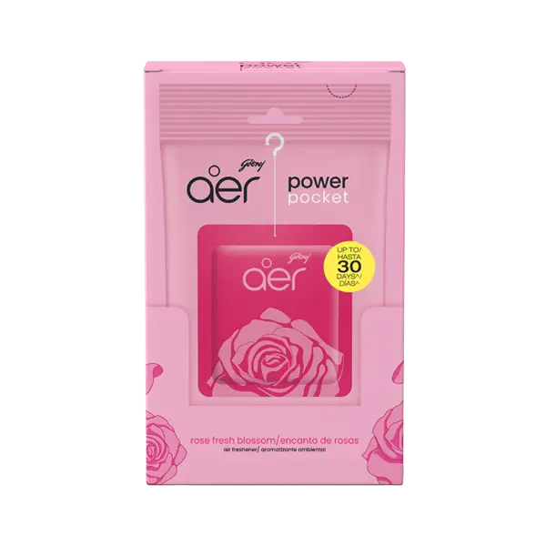 Godrej Aer Power Pocket Gel Home Fragrance Freshener - Eco-Friendly Rose Fresh Blossom Scent, Maintains Freshness for Under-Sink Spaces, Pack of 6