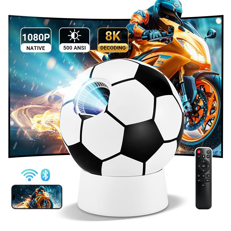Soccer Shaped 4K Projector, Portable Mini Projector for Outdoor Movies, Home Theater, & Gaming | Android TV, HD Supported, USB/HDMI Compatible | Great Gift for Sports Fans Soccer Shaped 4K Projector, Portable Mini Projector for Outdoor Movies, Home Theater, & Gaming | Android TV, HD Supported, USB/HDMI Compatible | Great Gift for Sports Fans