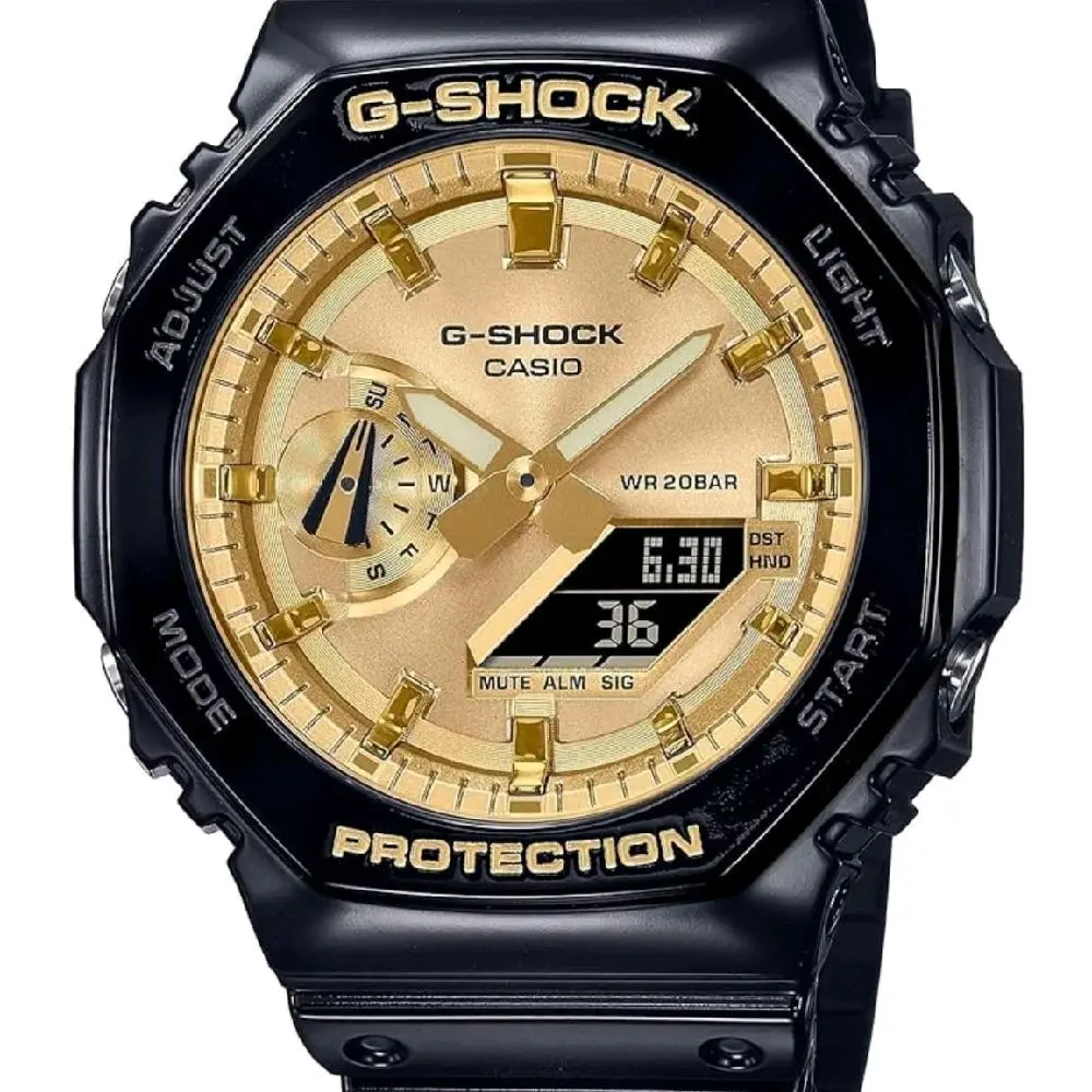 GA-2100GB-1A new Casio G Shock black and gold Ana/digi men's Watch