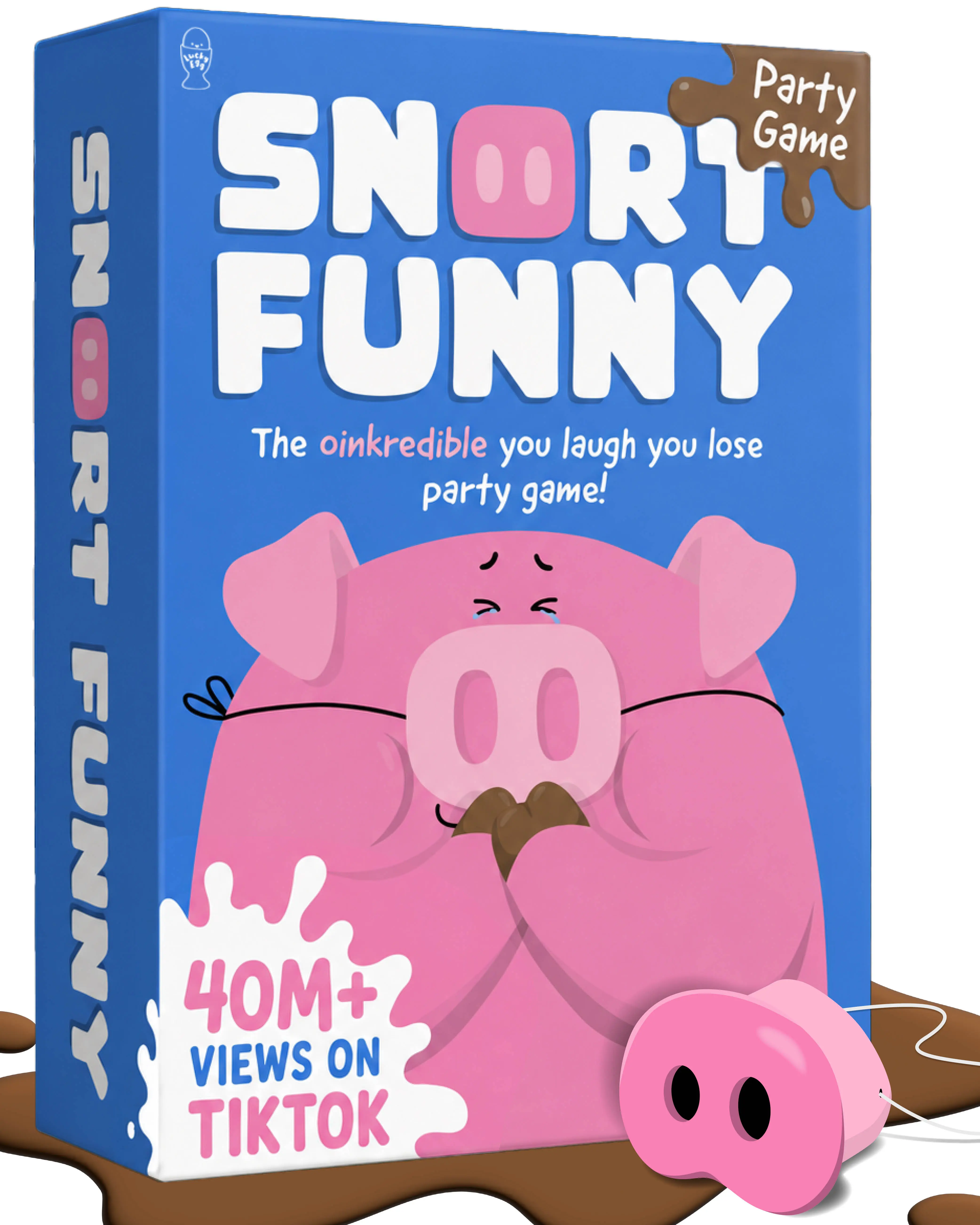 Snort Funny – The Oinkcredible You Laugh You Lose Party Game | Family Games for Kids and Adults | 150 Challenge Cards, 5 Pig Snouts & Mud Tokens | Funny Games for Friend & Family, 4-8 Players, Ages 8+