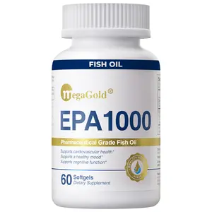 Fish Oil Omega 3 Supplements EPA 1000mg - Omega-3 Fatty Acids, 1000mg Burpless Fish Oil for Men & Women, Pure Concentrated Supplement - 60 Mini Softgels