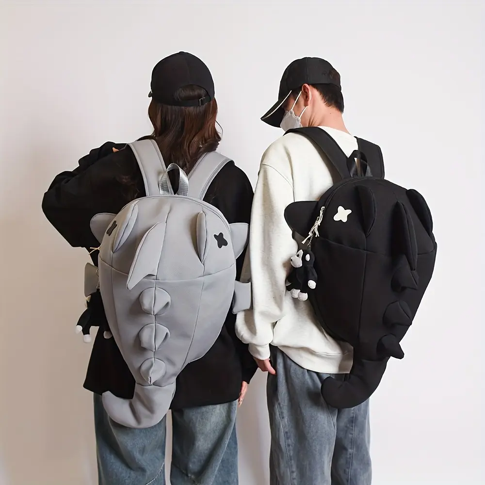 Creative Personality Backpack for Men and Women, Trendy Shark, Funny, Cute, Student, Ins, Korean Version, Travel, Motorcycle, Casual Backpack