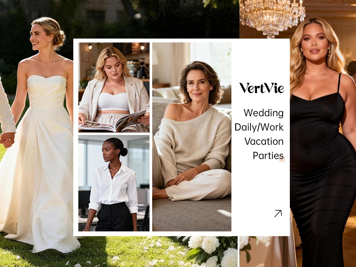 Vertvie｜ZOE Stay Put Bandeau Bra, Strapless Bra Wireless Seamless Comfort Day