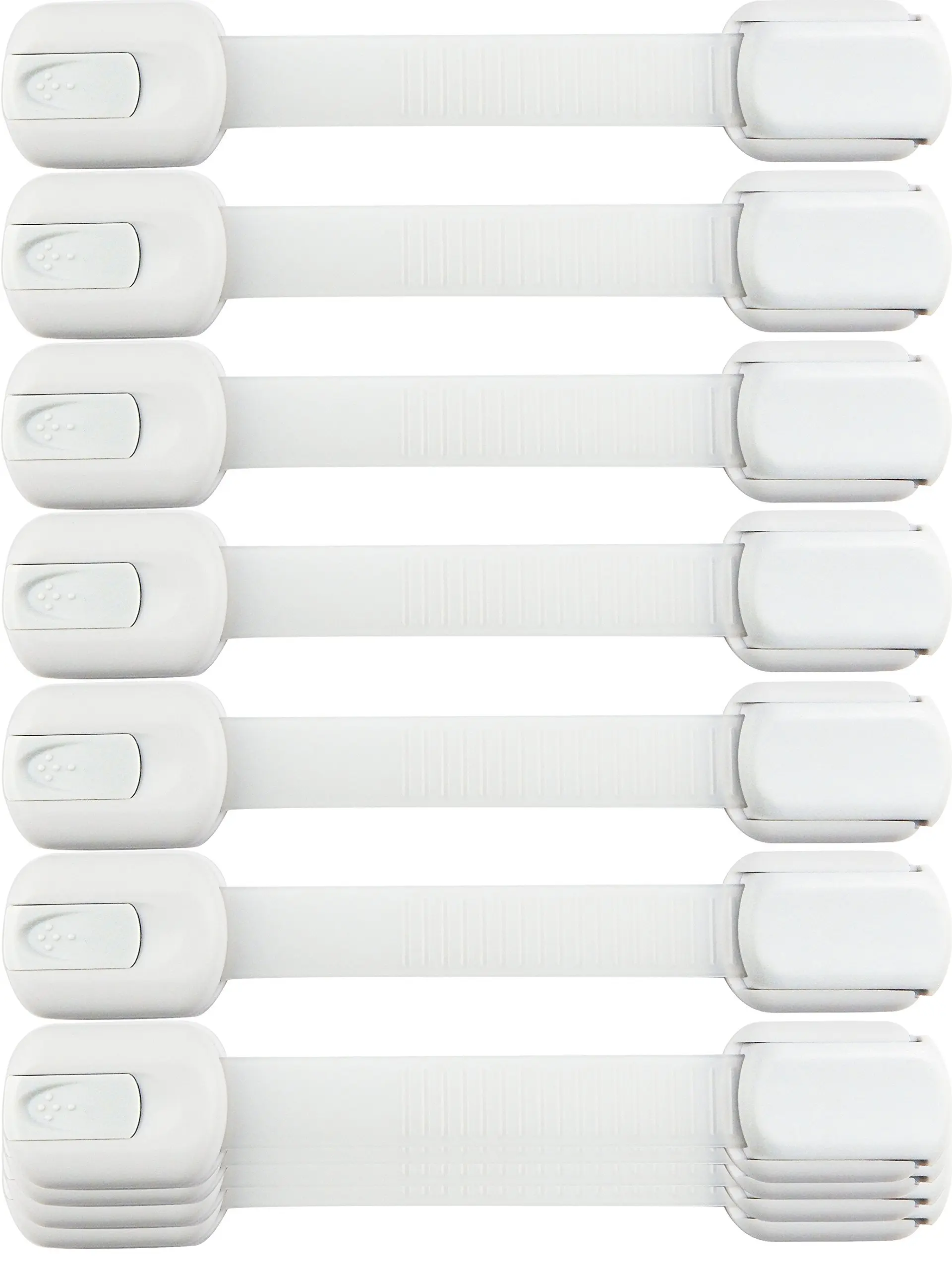 Adjustable Child Safety Locks (10 Pcs) - Flexible Strap Cabinet Lock for 0-3 Years Toddlers, Multi-Surface Peel-and-Stick Install, Fits Kitchen Cabinets & Drawers, Blocks Cleaners & Sharp Tools