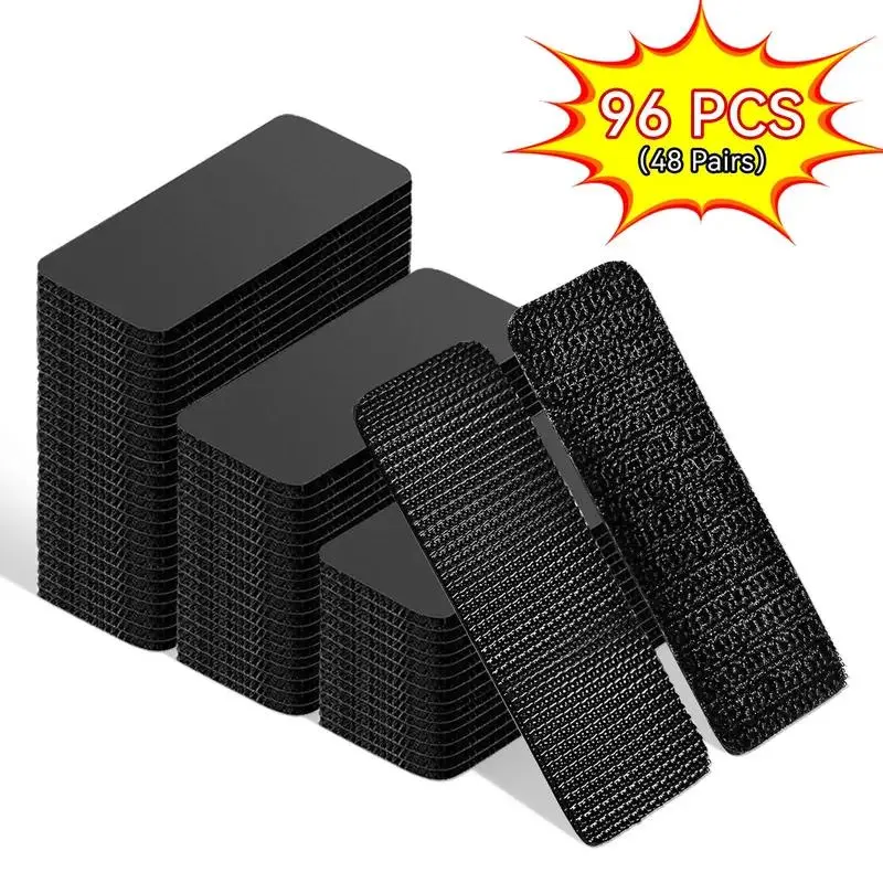 96 PCS Heavy Duty Hook and Loop Strips, Double Sided Reusable Adhesive Mounting Tape – Home Essentials for Bedroom Decor, Wall Hanging, Picture Frames, Cable Organizer & DIY Projects#SummerVibes