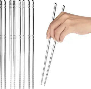 5 Pairs Stainless Steel Chopsticks, Metal Chopsticks, Lightweight Non-Slip Reusable Chopstick