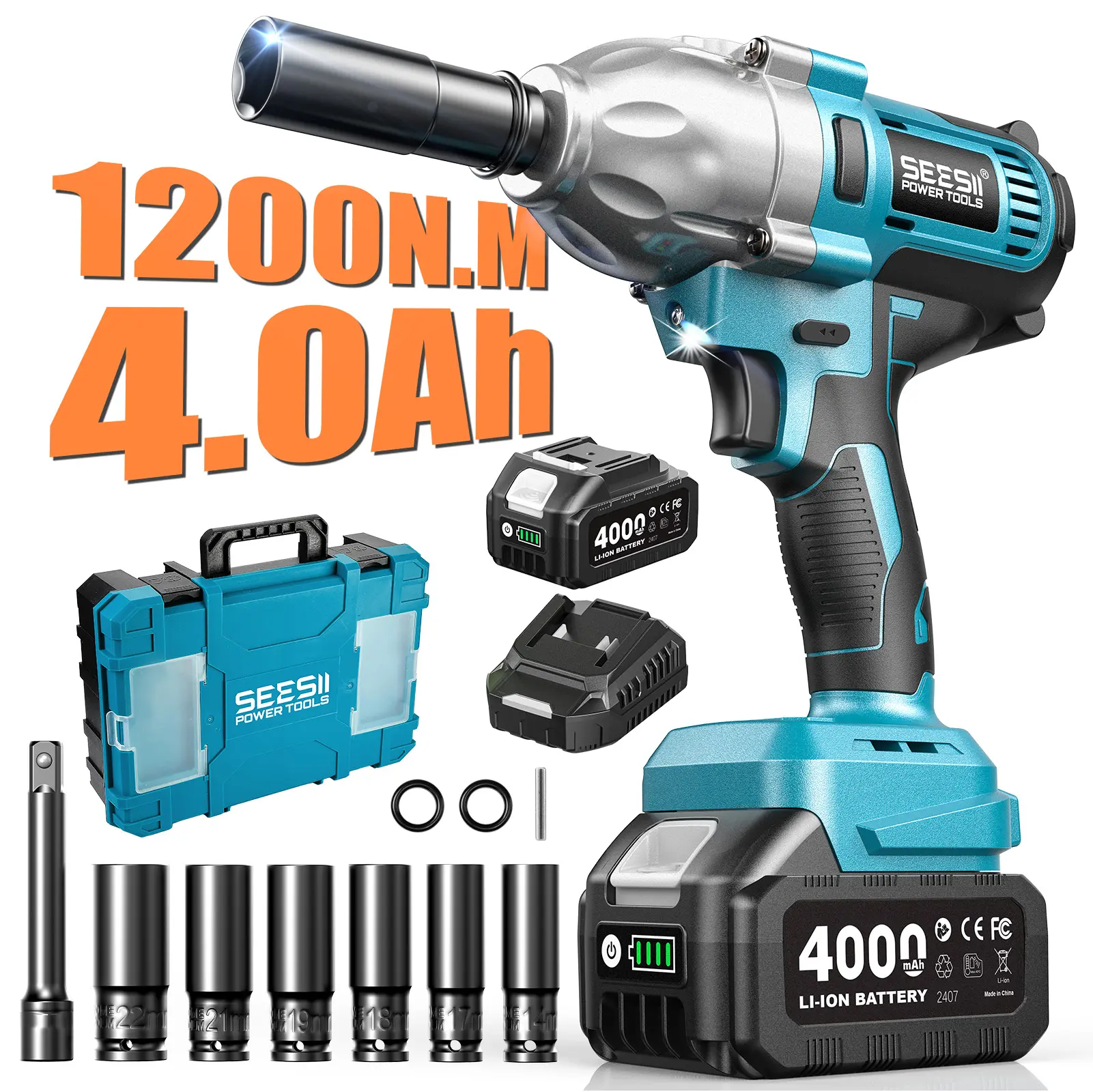 SEESII Cordless Impact Wrench, Upgraded 1200N.m(885ft-lbs) Brushless Impact Wrench 1/2", WH710 Pro with One Battery, Six Sockets, Quick-Change Chuck- Heavy Duty Power Tool for Professional Mechanics & DIY Enthusiasts DealsForYouDays