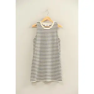 HYFVE Black and Cream Stripe Sleeveless Dress
