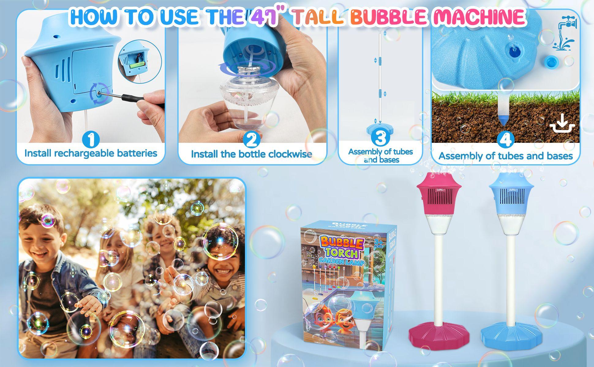 Portable Automatic Handheld Party Bubble Machine - Rechargeable Blower with Lights, Tornado Bubbles, Spring Summer Kids Outdoor Play Cool Gift