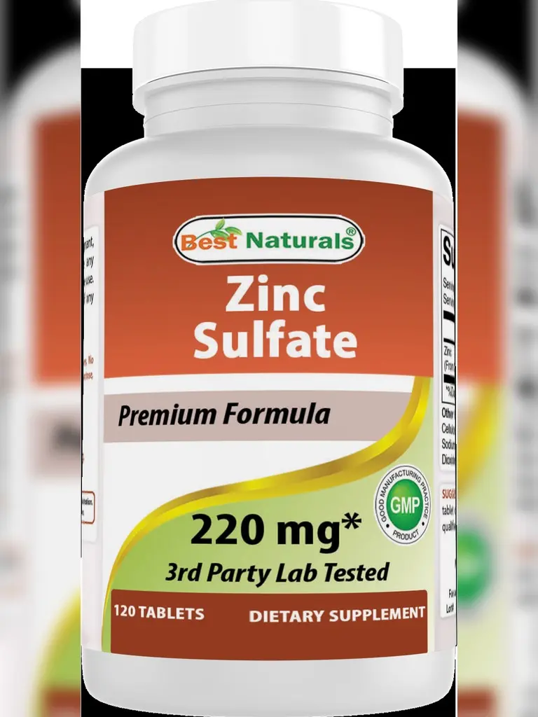 Best Naturals Zinc Sulfate 220 mg 120 Tablets - 3rd Party Lab Tested - Made in The USA - Gluten Free & Non-GMO