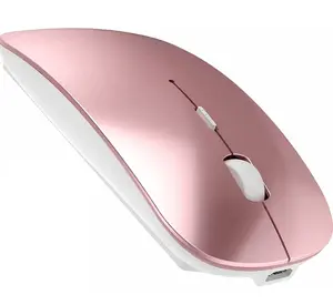 Bluetooth Wireless Rechargeable Mouse 2.4G USB-C Interface Right-Handed PINK Slim Portable with Sleep Mode