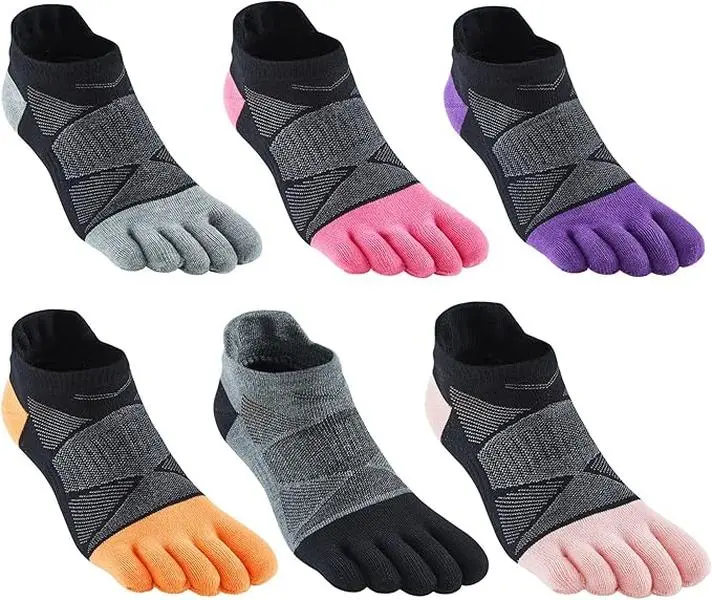 Women Toe Socks 5 Finger Cotton Wicking Athletic 6 Pack 3 Pack