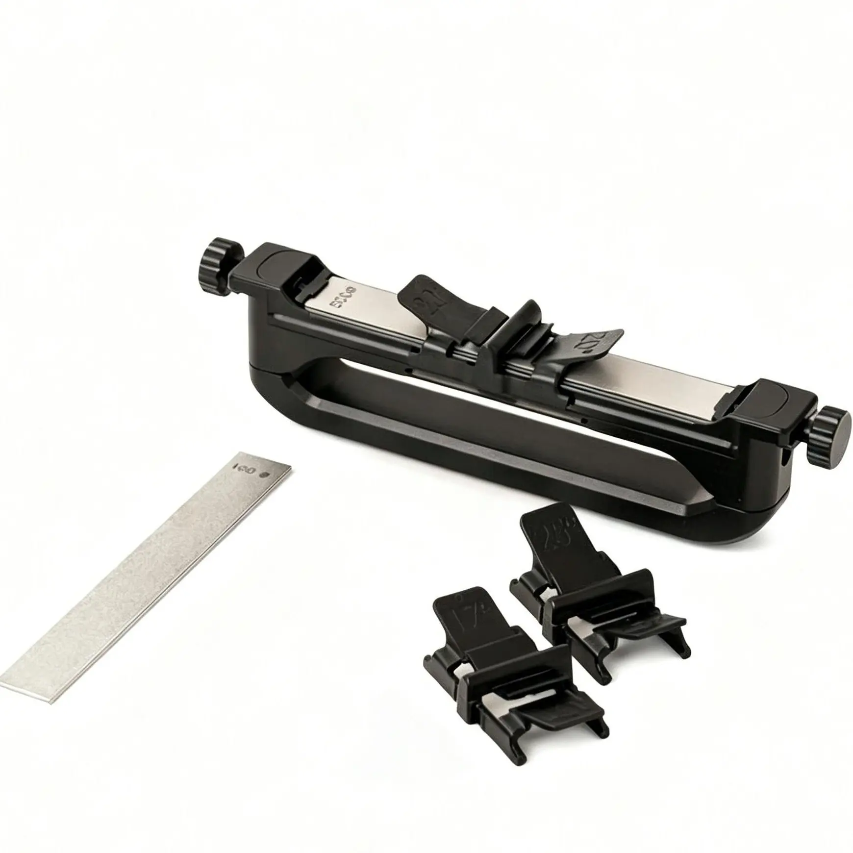 Ceramic Foldable Independent Knife Sharpener 4-piece set, includes 1500 and 2000 grit 2-in-1 sharpening blade, 800 and 1000 grit 2-in-1， 3-angle stand, portable kitchen knife sharpener