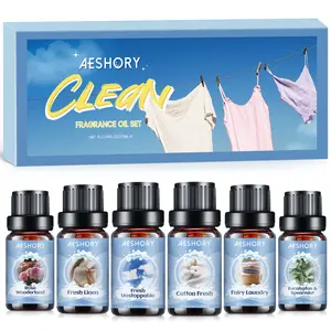 Clean Diffuser Oils Gift Set - 6x10ML Luxury Fragrance Oil Blend, Clean Scent Essential Oils Set for Diffuser, Candle, Soap Making Scents