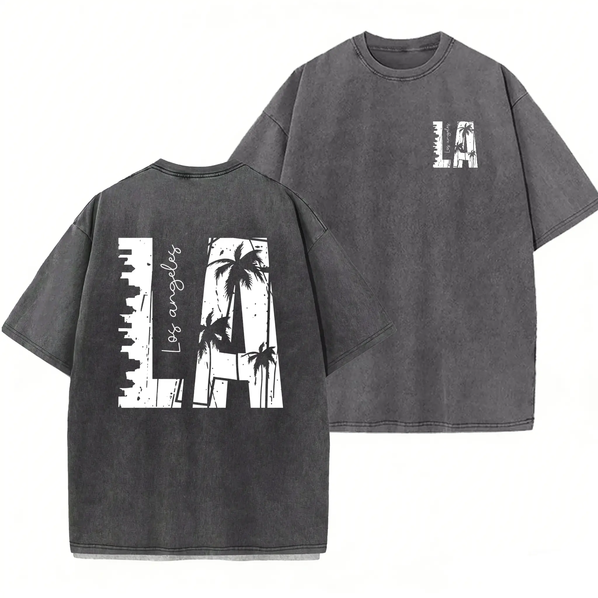 Washed Cotton Tee-Gray