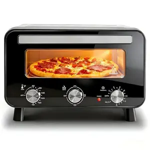 Pizza Oven Indoor, 1600W Electric Pizza Oven Fast Heating, 4 Modes Pizza Maker for 12 Inches, with Pizza Stone & Pizza tongs, Upper-Bottom Independent Heating Temperature Control