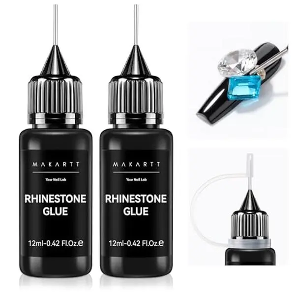 Makartt 2Pcs Rhinestone Glue, Strong Hold 3D Gel Nail Art Nail Gem Glue UV Cured Nail Glue for Nail Charms and Gems Jewelry Diamond for DIY Manicured at Home Beauty Gifts for Women
