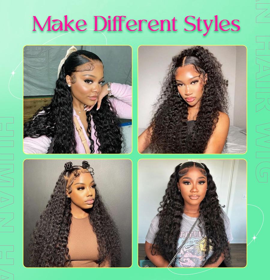 【HOT】FORGIRL FOREVER 13x6 Water Wave Lace Frontal Wig 180% Density Straight Human Hair Lace Front Wig Pre plucked Deep Curly Wave Wig For Women #SummerVibes