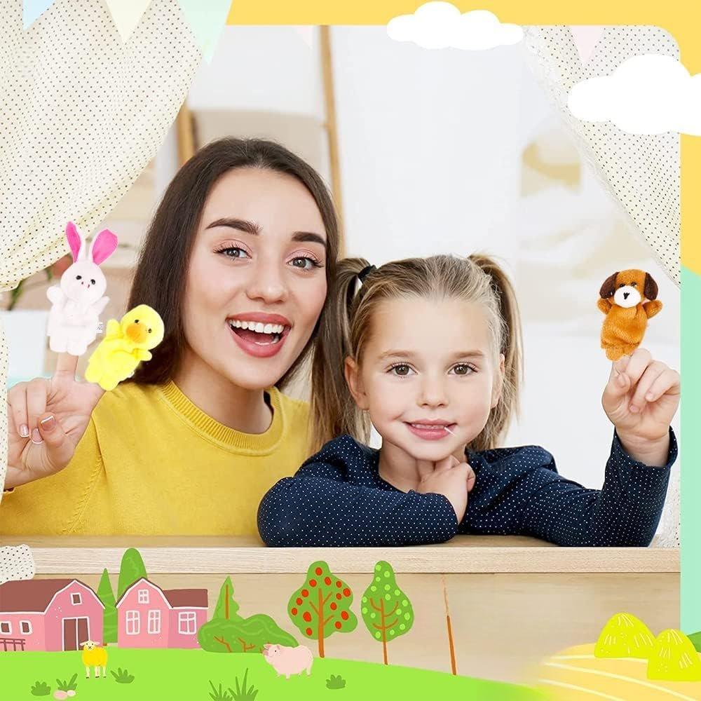 10Pcs Finger Puppets Set - Soft Plush Animals Finger Puppet Toys for Kids, Mini Plush Figures Toy Assortment for Boys & Girls, Party Favors for Shows, Playtime, Schools