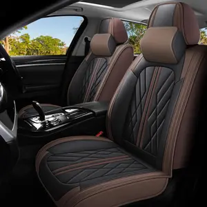 OTOEZ Nappa Leather Car Seat Covers Full Set 5PCS Waterproof Durable Easy to Install Automotive Interior Protection with Storage