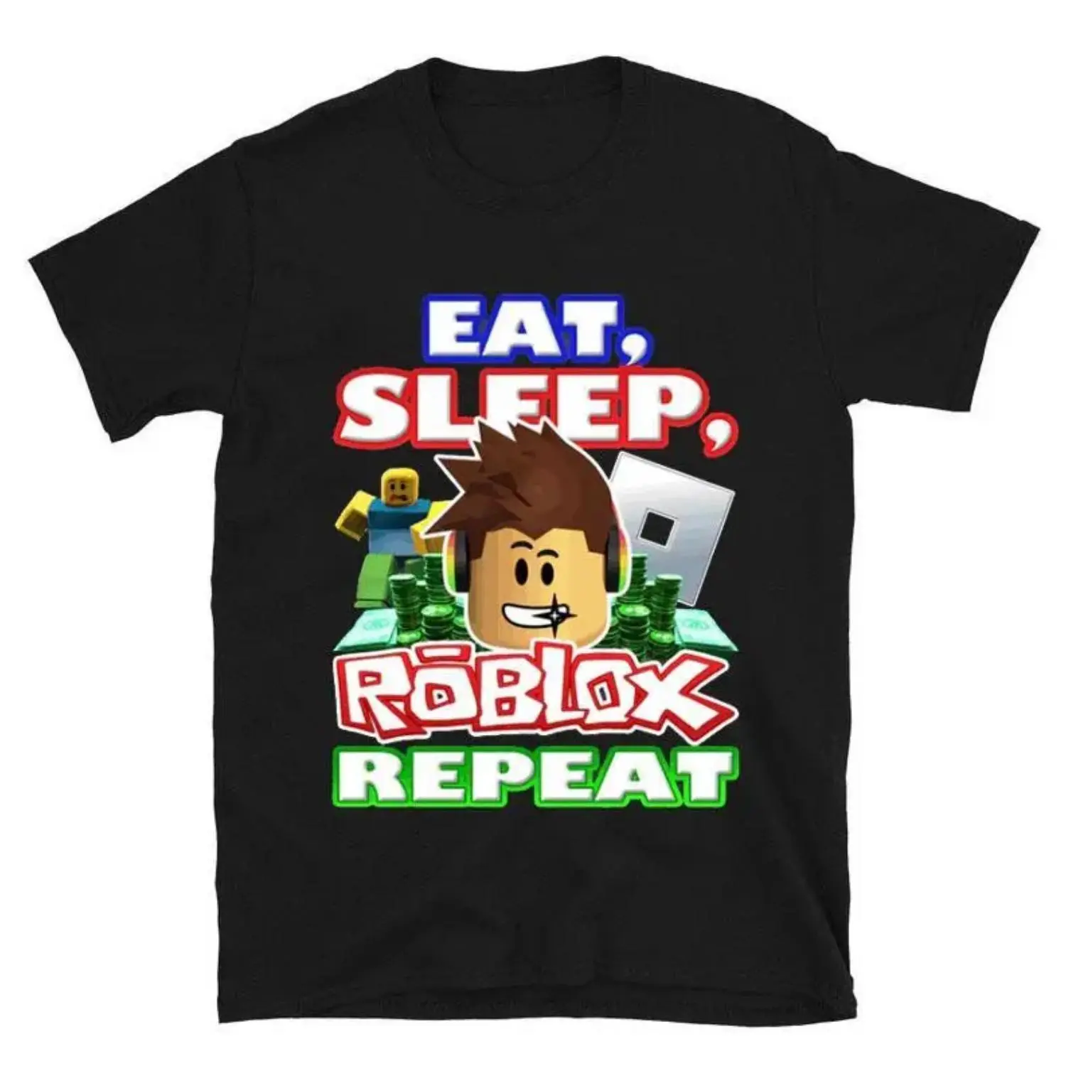 oein Eat, Sleep, Roblox Repeat Roblox Shirt Showcasing Nostalgic and Iconic Gaming Artwork
