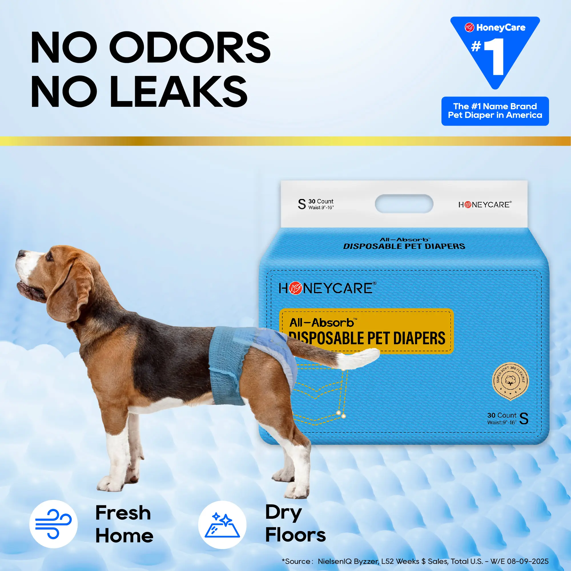 [B] HoneyCare Disposable Female Male Dog Pull-Up Diapers Wraps, Super Absorbent, Breathable, Wetness Indicator, Cute Suspenders Design, Absorbent Liner Nappies #backtoschool