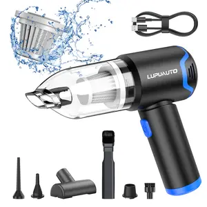 LupuAuto 4-in-1 Portable Handheld Vacuum, 4 Suction Modes, LED Light, Type-C Rechargeable, Multi-Use Cleaner for Car, Home, Office, Pet Hair and Keyboard