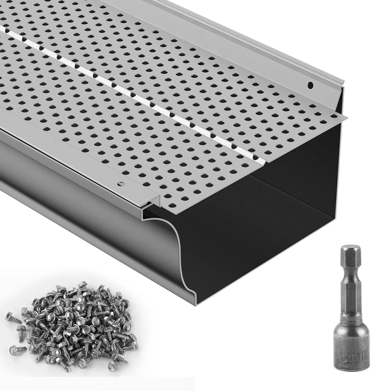 【SummerFinds】VEVOR Gutter Guard,  , 6 inch Width, Aluminum Leaf Filter DIY Gutter Cover, 26 PCS 104 ft Total Length, 0.157'' Hole Diameter & 0.02'' Thick Raptor Gutter Guards Fits Any Roof or Gutter Type